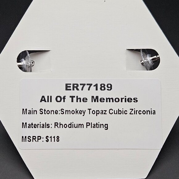 Bomb Party ER77189 "All Of The Memories" Smokey Topaz Cubic Zirconia Earrings - Picture 4 of 4
